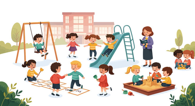 children playing on a playground.