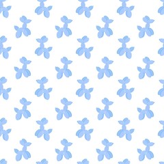 Seamless diagonal pattern of light blue balloon dog shapes on white background, playful decorative design for wallpapers, textiles © Lipitorika
