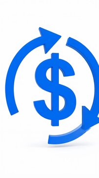 Blue dollar sign icon with circular exchange arrows.
