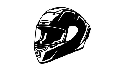 Fototapeta premium Racing Helmet Black and White Vector Illustration for Motorsport Safety Equipment