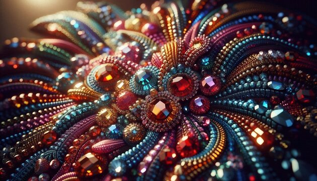 Colorful rhinestone pattern with brilliant reflections and decorative craft inspiration.