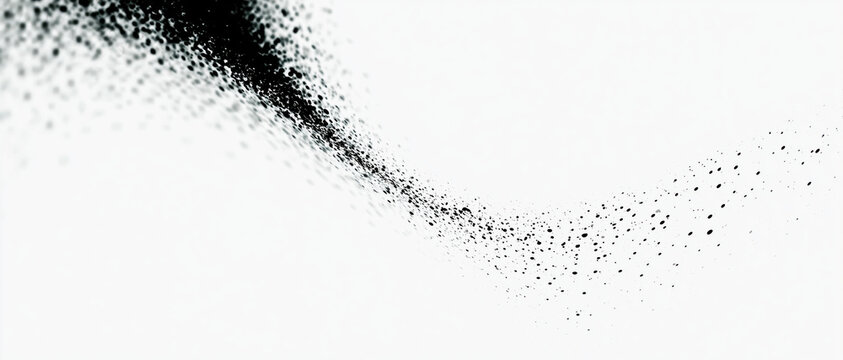 abstract halftone texture with black dots forms a kinetic retro wave across a minimalist white background