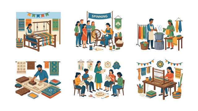 Textile Craftsmanship: Weaving, Spinning, Dyeing, Printing Workshops