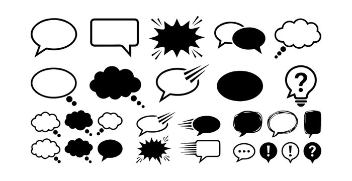 Set of speech bubble and thought bubble icons
