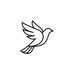 Fototapeta premium Minimalist line art dove flying silhouette icon.