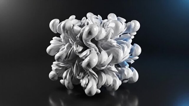 A white puzzle cube sits on a dark reflective surface