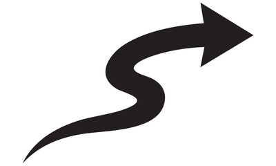 Obraz premium Black Wavy Arrow Pointing Up Right Direction Icon
