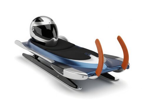 Bobsled with helmet and racing gloves