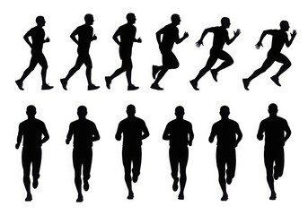 Obraz premium Silhouette sequence of a person running and walking
