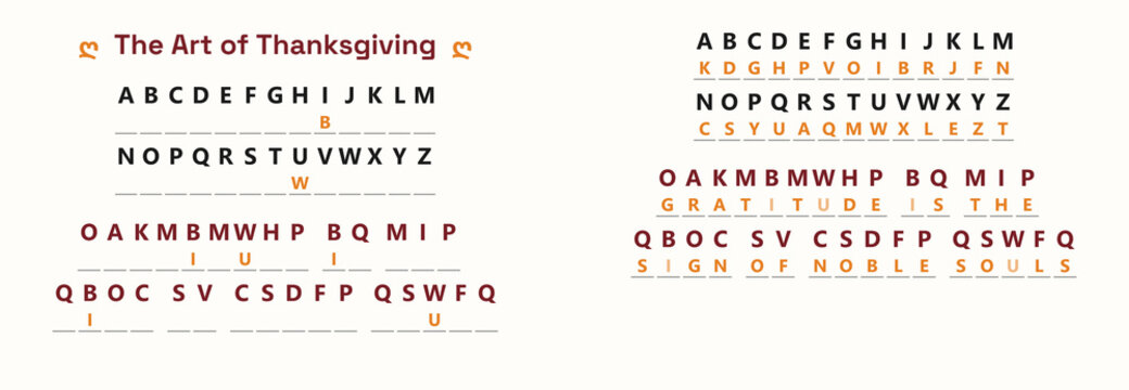 Thanksgiving Cryptogram Puzzle Worksheet with Gratitude Quote