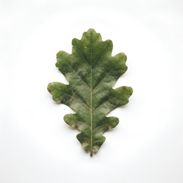 Single Green Oak Leaf Isolated On White Background 1.