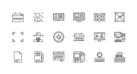 Fototapeta premium Collection of computer and data icons.