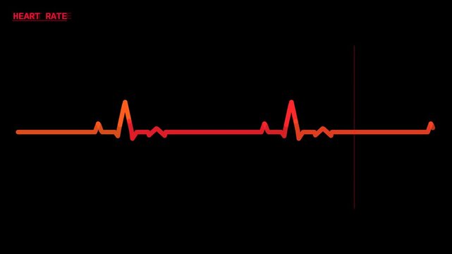 Neon red heart rate monitor HUD ECG scrolling line animation overlay for medical video projects