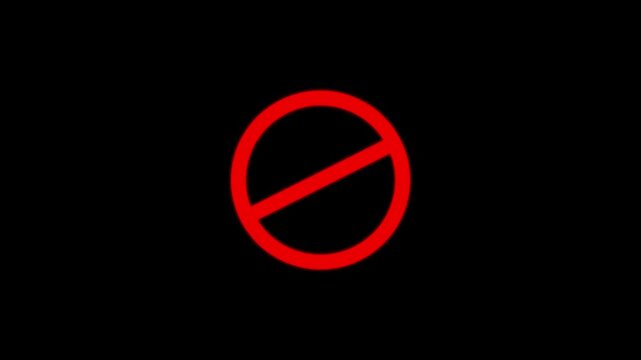 Prohibition, forbidden, or no entry sing red circle and line symbol icon animation , Warning, stop or no entry forbidden red circle and line symbol . whit 4k video 