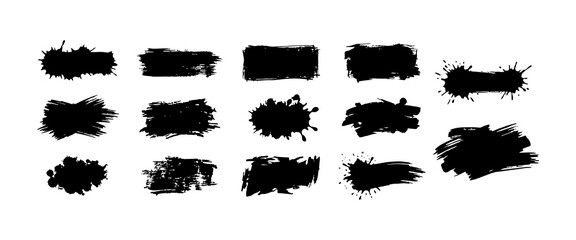 Set of hand drawn brush strokes and paint splatters for creative design layouts and vector artistic textures and ink grunge elements for banner decoration and modern abstract background styles. © Fountain