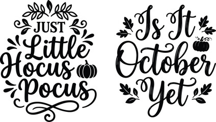 Halloween typography quotes hocus pocus and october illustrations © FatemaChowdury