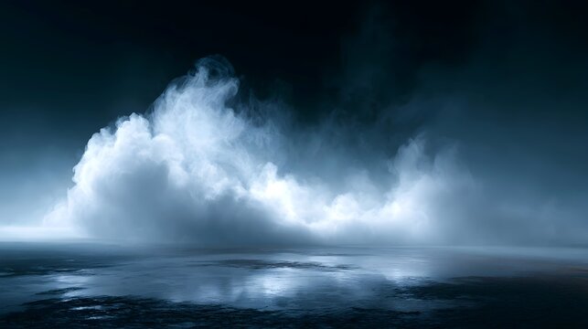 Realistic white smoke fog effect with low laying mist, ideal for cinematic ground atmosphere, mystical floor design or cold winter weather simulation