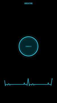Cyan breathe HUD breathing animation ring overlay for mobile mindfulness meditation vertical videos