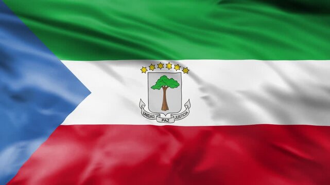 Waving national flag of equatorial guinea motion clip.