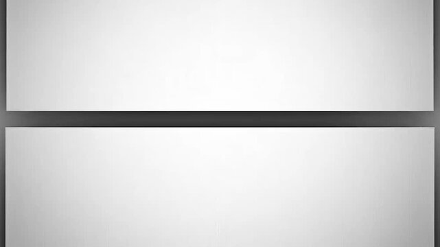 Two blank white rectangular panels with soft shadows on gray wall