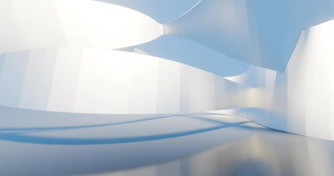 Architecture panoramic background curved walls of building 3d animation