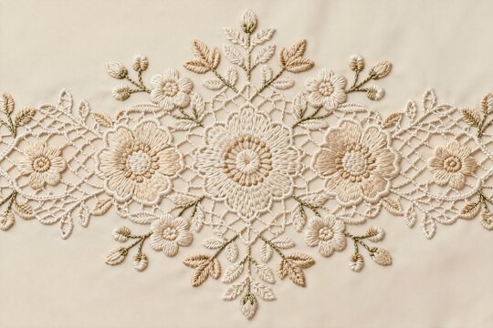 Embroidered floral pattern on fabric