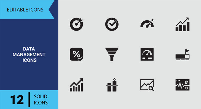Secure Data Management and System Storage Infrastructure Solid Icon Collection for Database Administrators