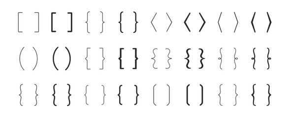 Bracket and brace icon set with outline editable stroke vector collection for coding and typography © Виталий Опришко