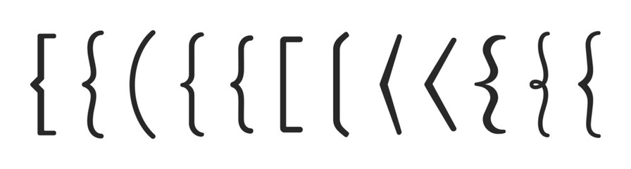 Bracket and brace icon set with outline editable stroke vector collection for coding and typography © Виталий Опришко