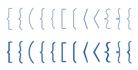 Bracket and brace icon set with outline and solid editable stroke vector collection for coding and typography © Виталий Опришко