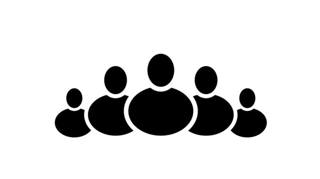 Group of five people icon isolated animation .Community icon, Business and team work icon animation .