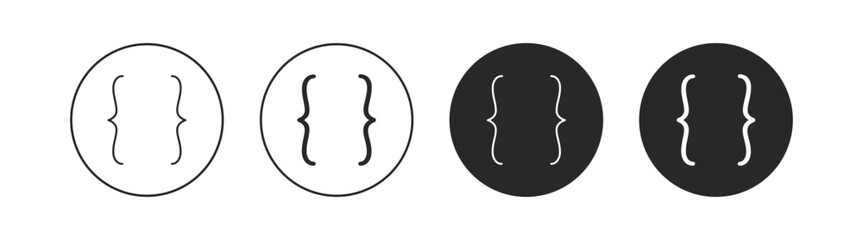 Bracket and brace circular icon set with outline and solid editable stroke vector collection for coding and typography © Виталий Опришко