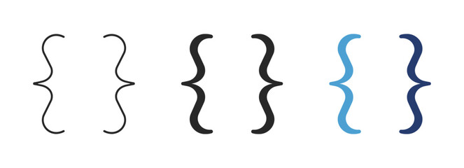 Bracket and brace icon set with outline and solid editable stroke vector collection for coding and typography © Виталий Опришко