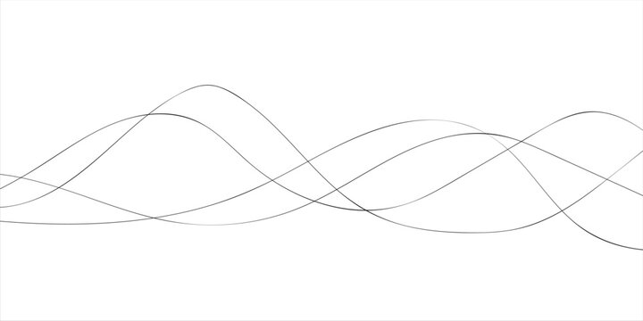 Digital graphical abstract background set. Curved thin wavy line background for artist. Flowing wavy stroke elements on white page. Thin line wavey background on isolated white background. EPS 10