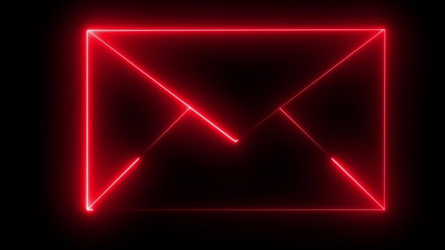 red colour neon glowing message box icon animation text box inbox dialogue box chat conversation notification box sign Neon Email Icon 4k video.