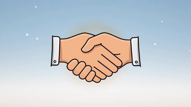 Two cartoon hands reach out for a professional handshake