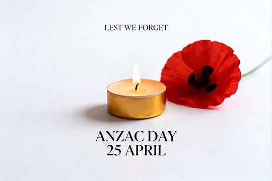 Candle and poppy for remembrance