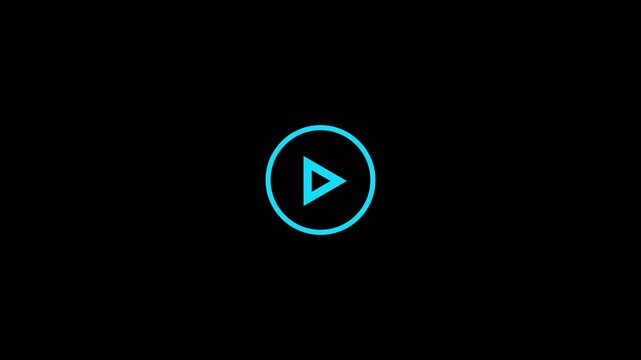 Simple black play button icon inside a circle on a white background.4k video.