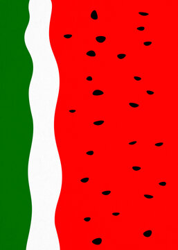 Colorful flat vector illustration of a summer watermelon background
