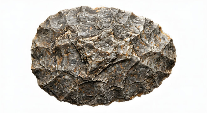 Highly Detailed 3D Render of a Prehistoric Quartzite Chopping Stone Tool Isolated on White Background