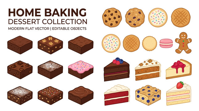 A collection of various sweet desserts including cakes and cookies on a plate in a bakery