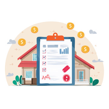 House and financial document with coins