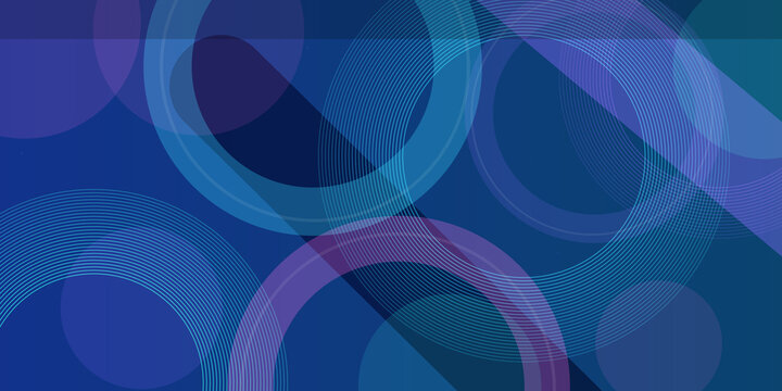 Geometric abstract composition with interlocking blue and purple circles and diagonal lines for corporate business presentations.