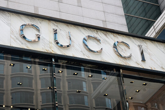 Kuala Lumpur, Malaysia - June 21, 2026: Gucci store signage.
