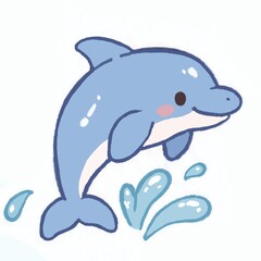 Naklejka premium Blue dolphin with some water splashes 