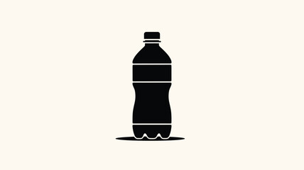 A black silhouette of a plastic bottle with a cap, standing upright on a flat surface. © Minoti