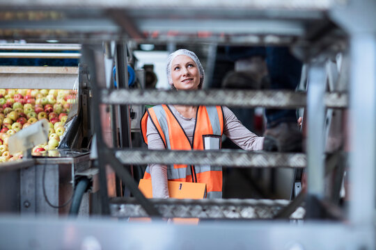 Female inspector in food processing plant
