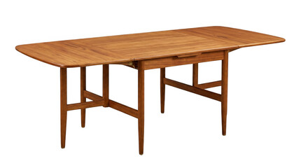 Fototapeta premium Teak extendable dining table with clean lines during studio lighting isolated on transparent background