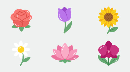 Naklejka premium Assorted flower icons set