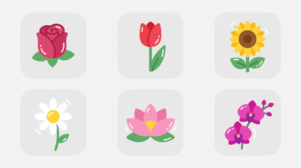 Naklejka premium Assorted flowers icons flat design